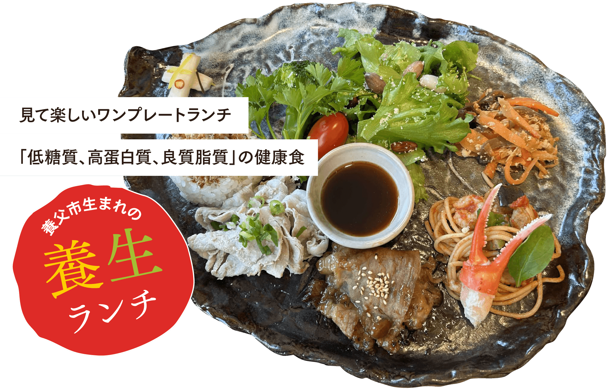 見て楽しいワンプレートランチ 「低糖質、高蛋白質、良質脂質」の健康食 養父市生まれの養生ランチ